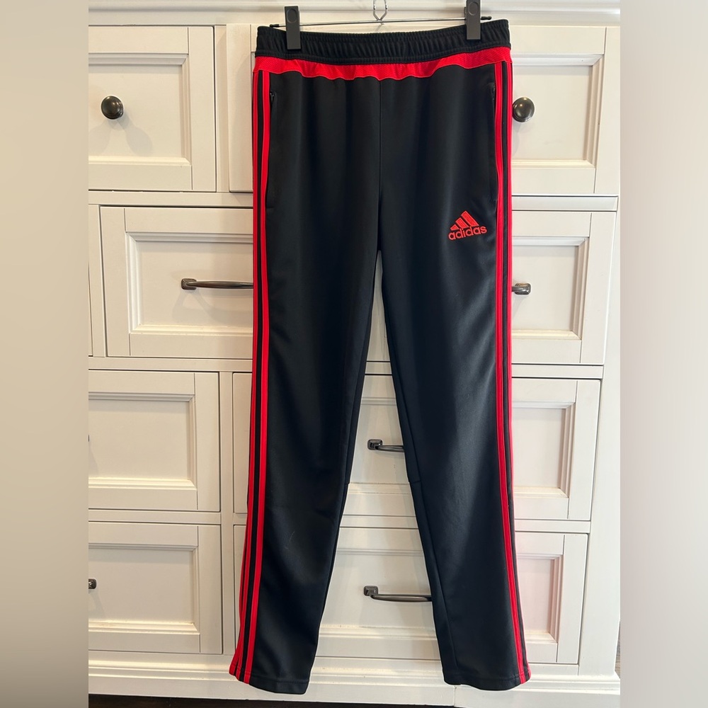 Men’s Adidas Climacool Activewear Sports Track Pants Black and Red Size XL